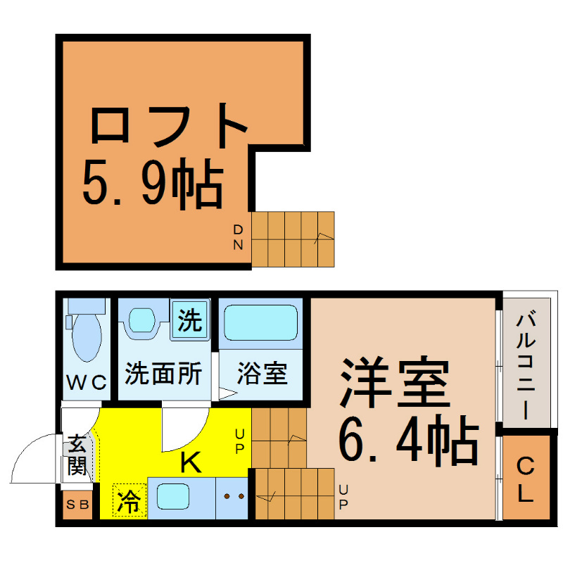 名古屋市瑞穂区浮島町のアパートの間取り