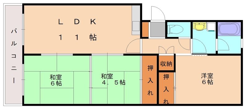 福岡市東区和白東のマンションの間取り