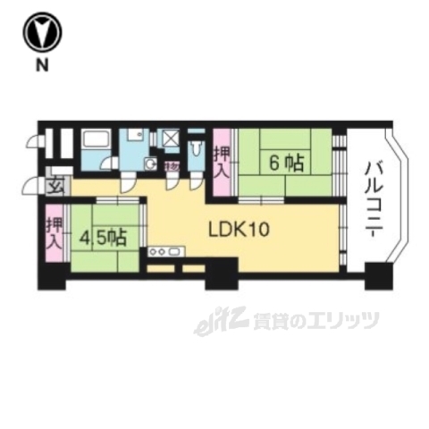 京都市伏見区石田内里町のマンションの間取り