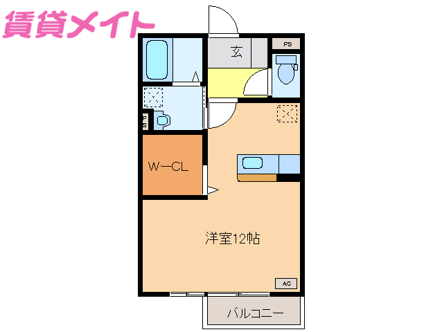 松阪市嬉野中川新町のアパートの間取り