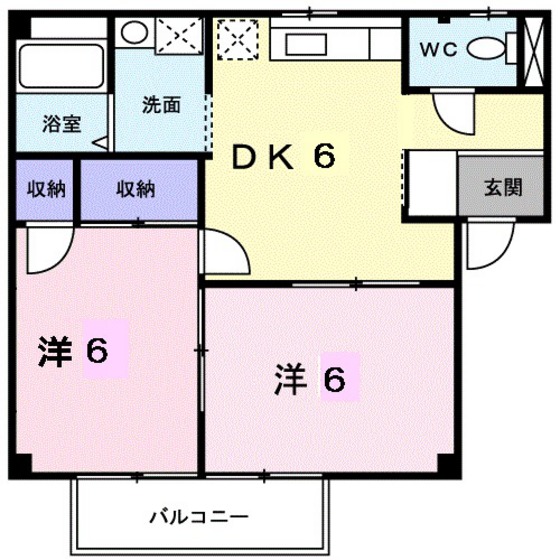 岡山市南区豊浜町のアパートの間取り