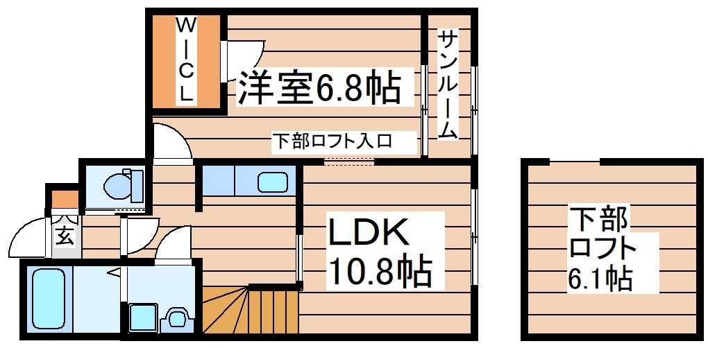 仮）利府町森郷新築アパートの間取り