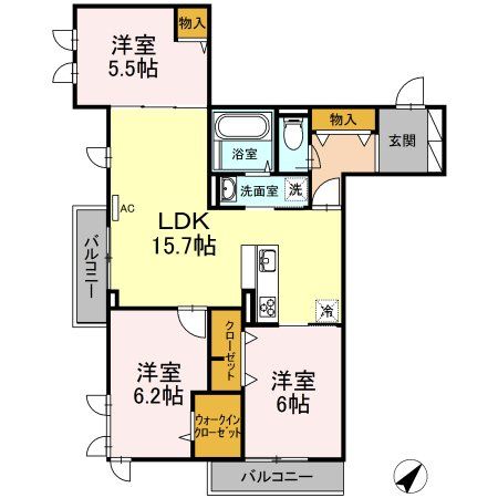 日野市豊田のアパートの間取り