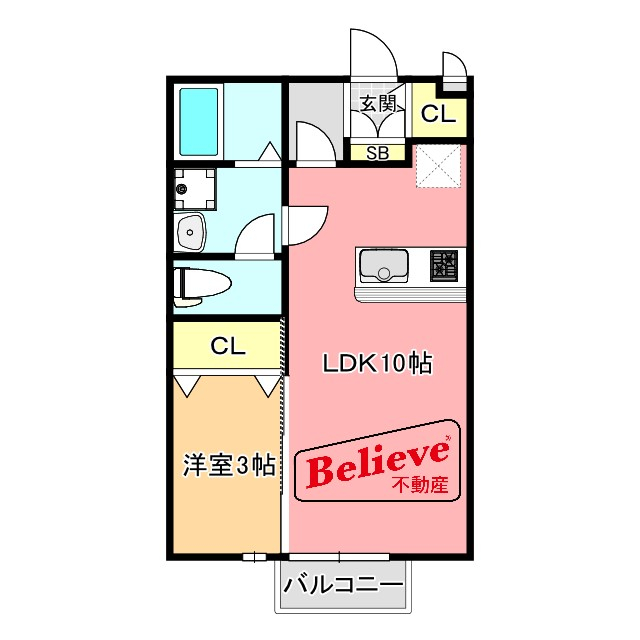 久留米市宮ノ陣のアパートの間取り