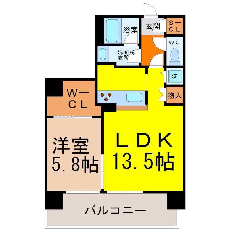 名古屋市熱田区白鳥のマンションの間取り