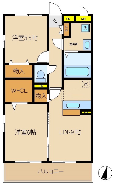 松戸市高塚新田のマンションの間取り