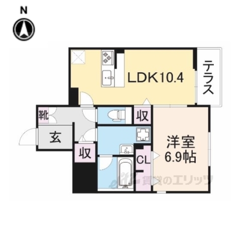 京都市右京区山ノ内宮前町のアパートの間取り