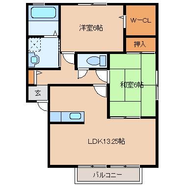 グリーンハイムII　Ａ棟の間取り