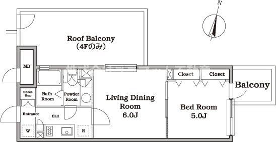 新宿区西新宿のマンションの間取り