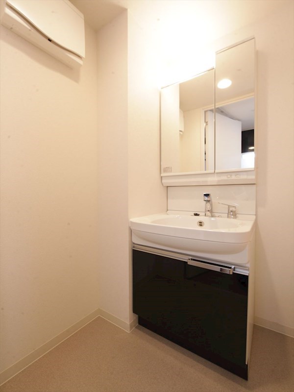 洗面設備　脱衣所　独立洗面台（シャンプードレッサー付）収納スペース有