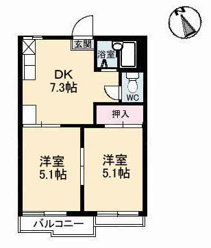 福山市横尾町のアパートの間取り