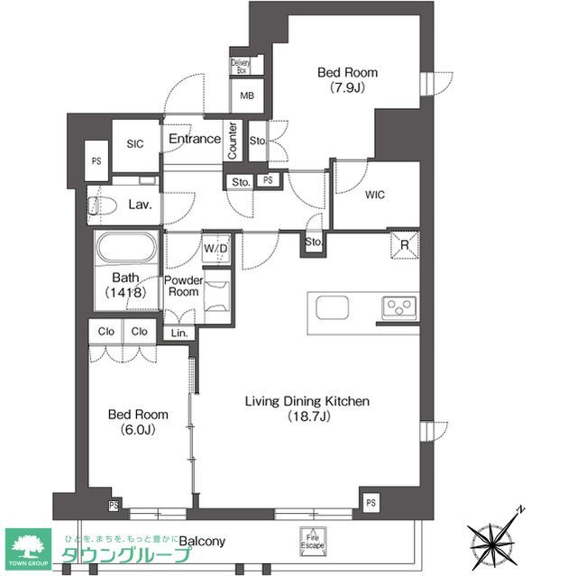 渋谷区代々木のマンションの間取り