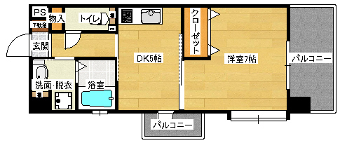 広島市中区南竹屋町のマンションの間取り