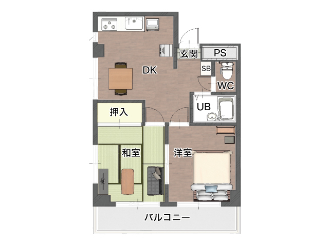 安曇野市三郷明盛のマンションの間取り