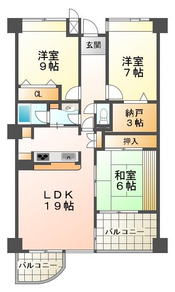 神戸市西区糀台のマンションの間取り