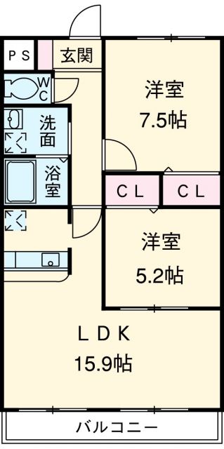 西尾市徳次町のマンションの間取り