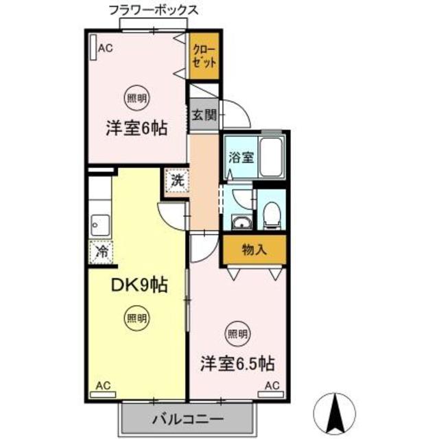 高松市香川町川東上のアパートの間取り