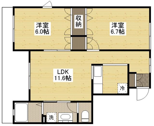 福山市神村町のアパートの間取り