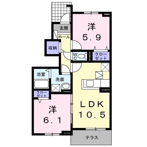 朝倉市柿原のアパートの間取り