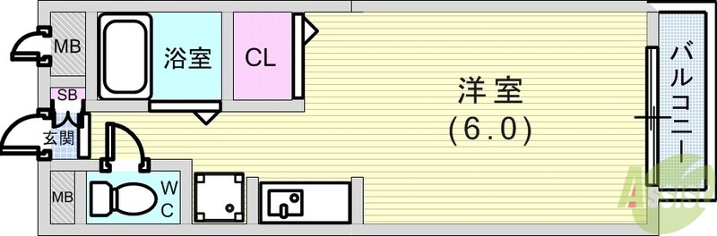 神戸市灘区箕岡通のマンションの間取り