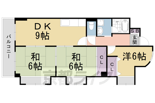 京都市南区久世中久世町２丁目のマンションの間取り