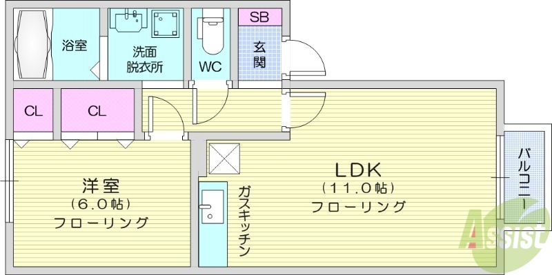 岩沼市栄町のアパートの間取り