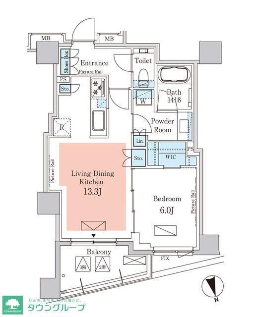 港区元麻布のマンションの間取り