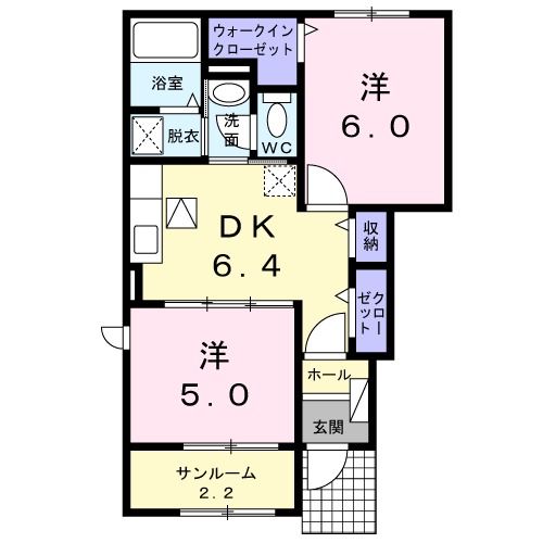 胎内市住吉町のアパートの間取り