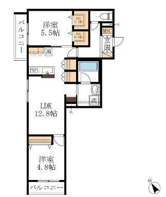 【フランメゾン武蔵浦和の間取り】