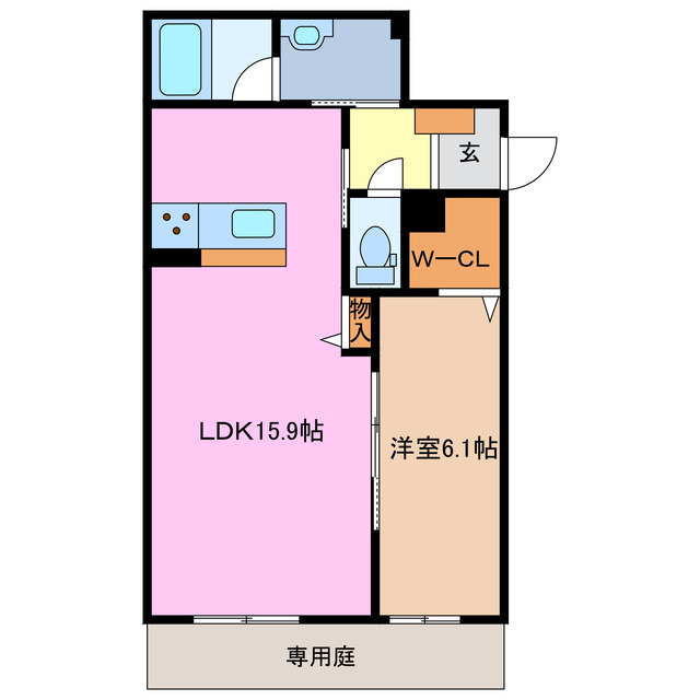 津市南丸之内のマンションの間取り