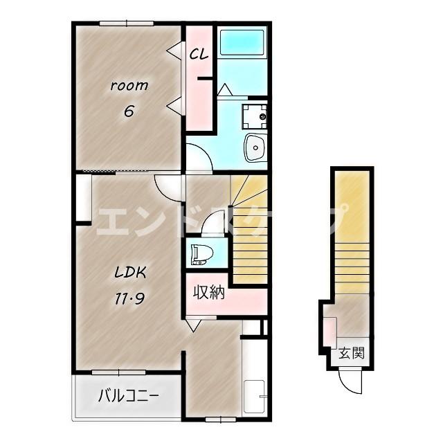 高崎市吉井町岩井のアパートの間取り