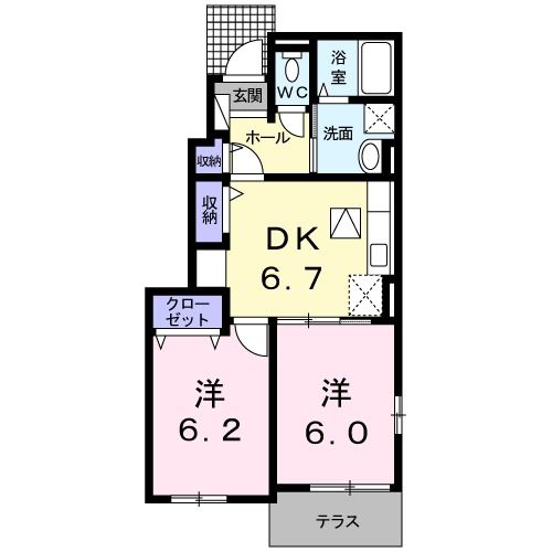 朝倉市甘木のアパートの間取り