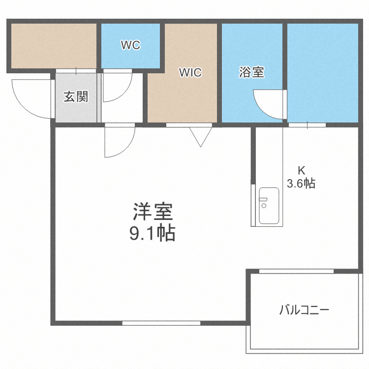 小樽市富岡のアパートの間取り