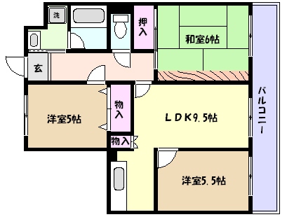 神戸市東灘区御影山手のマンションの間取り