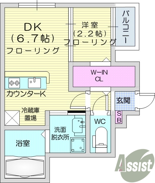 仙台市青葉区川内亀岡町のアパートの間取り