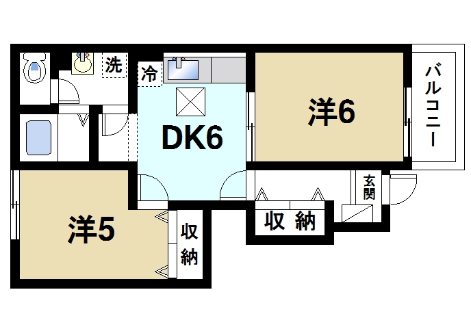 生駒市小瀬町のアパートの間取り