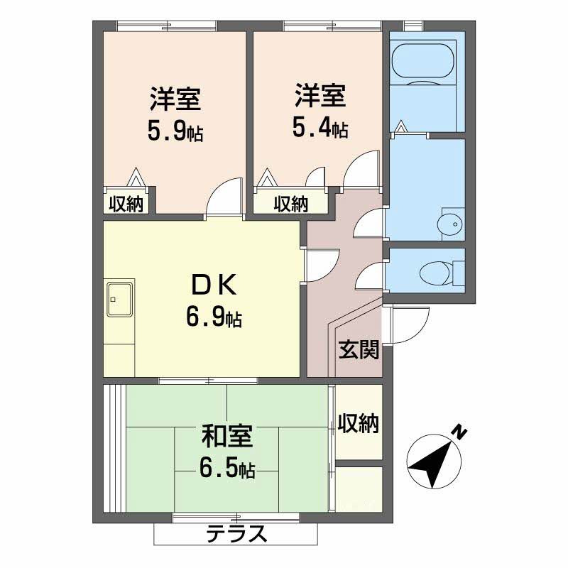 貝塚市半田のアパートの間取り