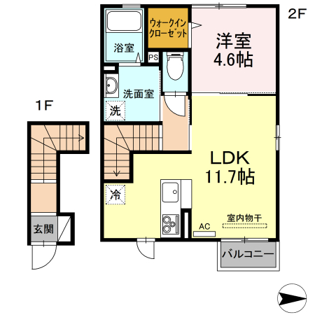 米子市目久美町のアパートの間取り