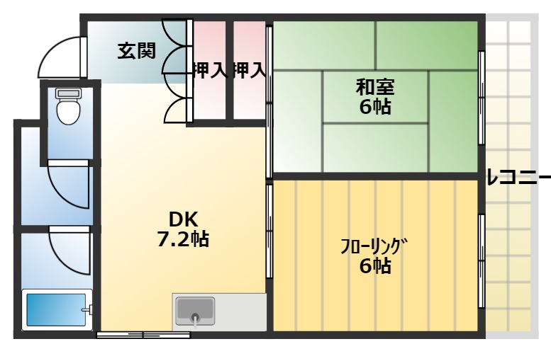 富田林市喜志町のアパートの間取り