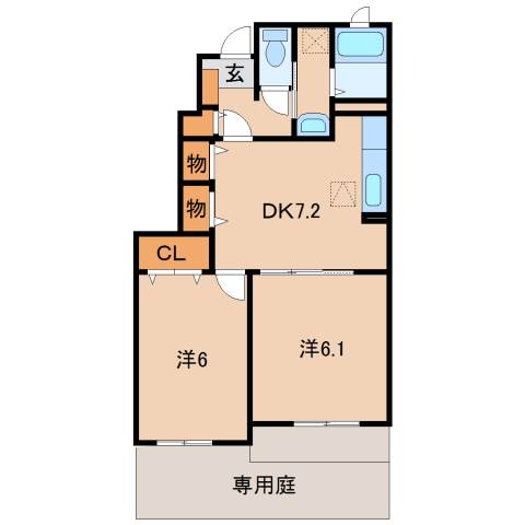 和歌山市朝日のアパートの間取り