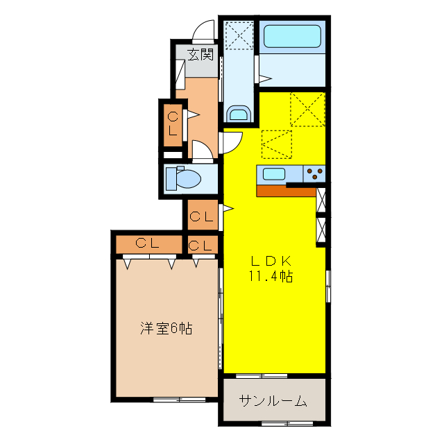 【大垣市外渕のアパートの間取り】