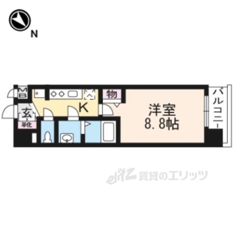 京都市左京区一乗寺東杉ノ宮町のマンションの間取り