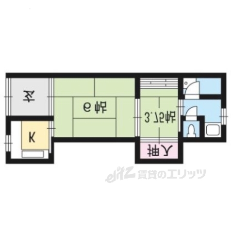 京都市左京区下鴨泉川町のアパートの間取り