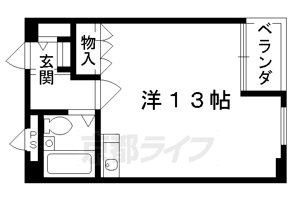 京都市東山区西御門町のマンションの間取り