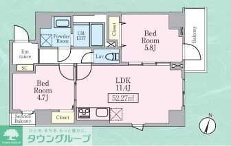 中央区日本橋堀留町のマンションの間取り