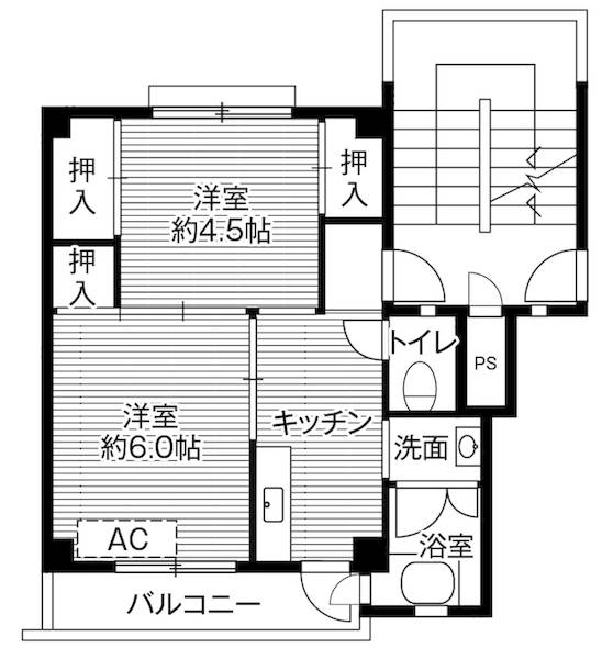 ビレッジハウス招提4号棟の間取り