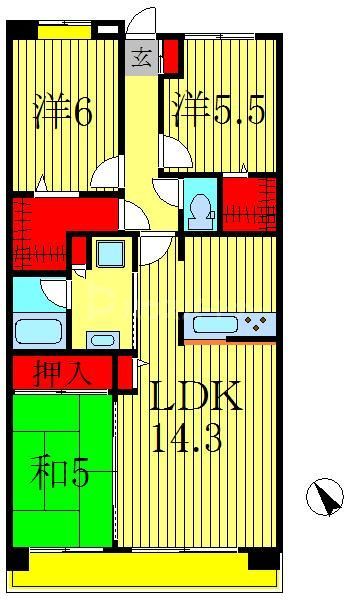 松戸市東松戸のマンションの間取り