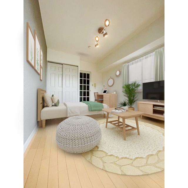 居室・リビング　家具・調度品等は　ＣＧ　加工です。実際の賃貸住居には含まれま
