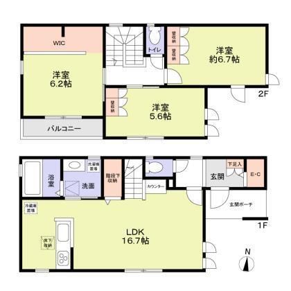 西武池袋線 大泉学園駅 徒歩29分 2階建 築3年の間取り写真