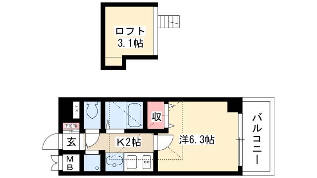 【プレサンス大須観音駅前サクシードの間取り】